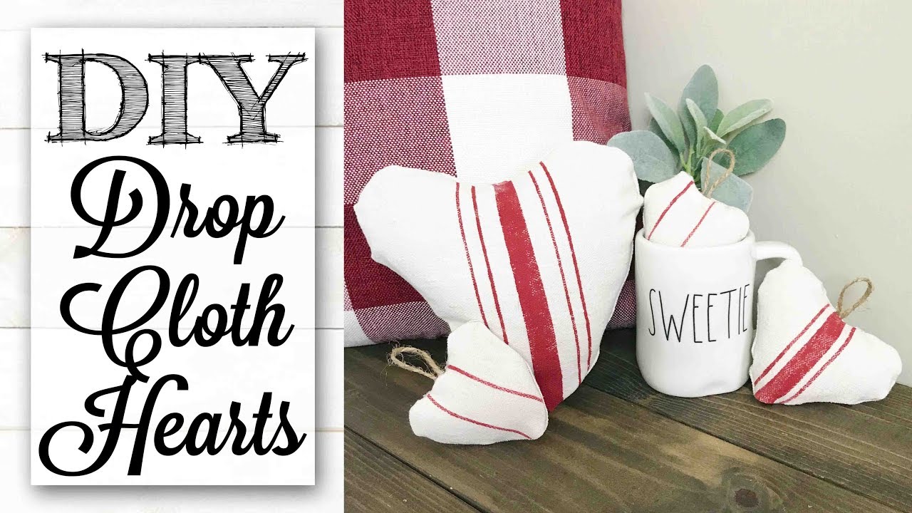 DIY Farmhouse Drop Cloth Hearts | *No Sew*