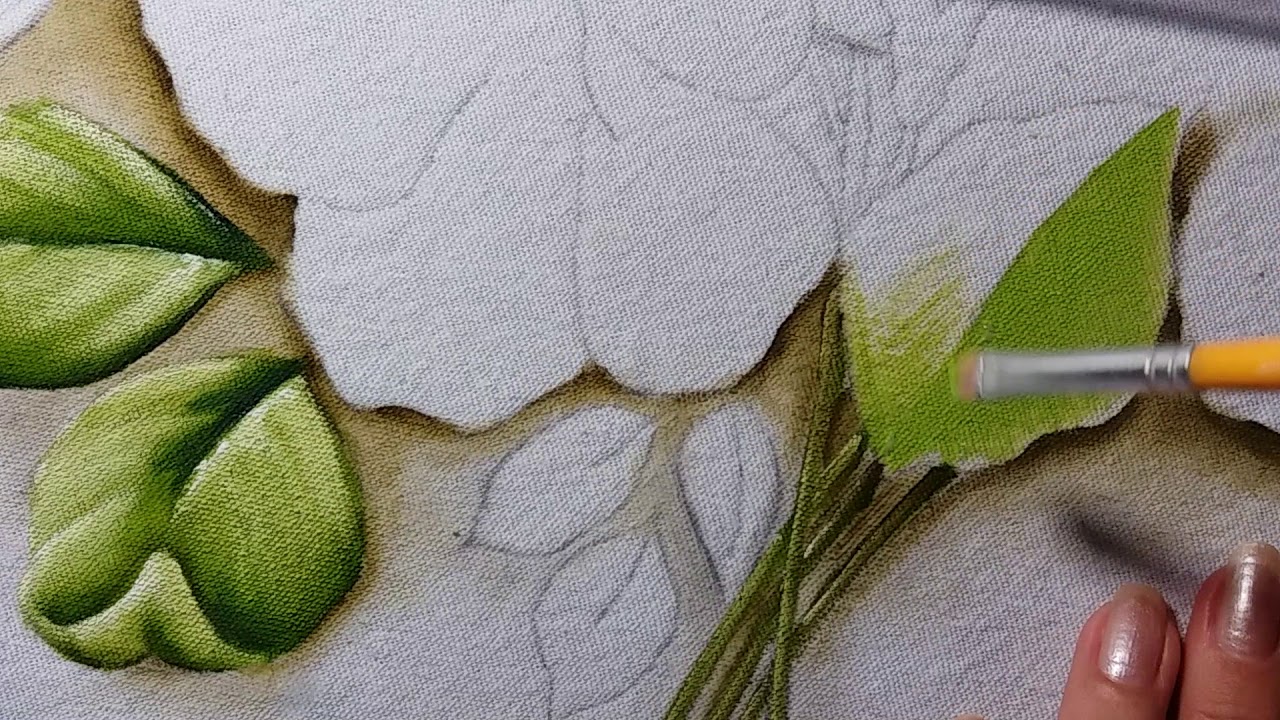 Folhas de Hibisco - Parte 1 - Pintura em tecido