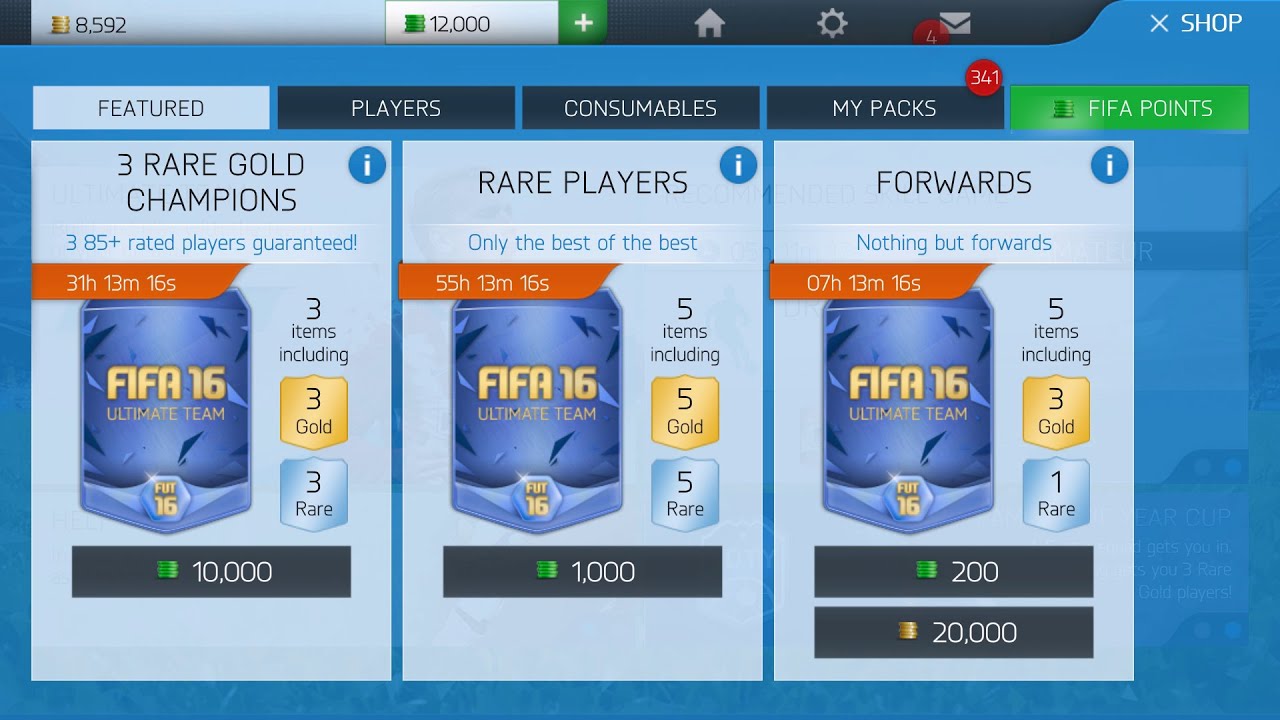 FIFA 16 (Android/iOS): 3 RARE GOLD CHAMPIONS, RARE PLAYERS PACK OPENING
