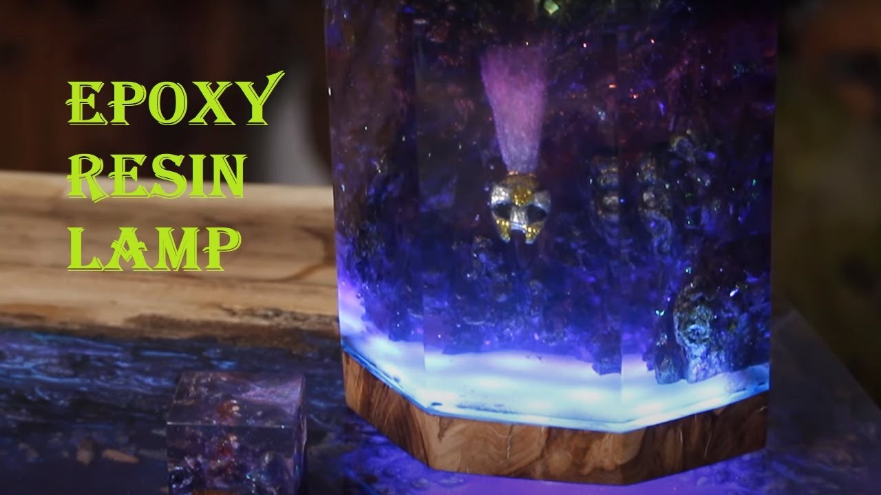 Epoxy resin lamp of spaceship in outer space - woodworking arts & crafts