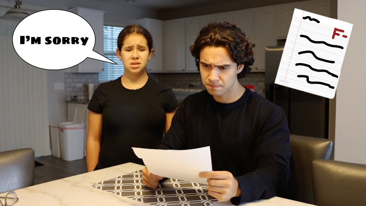 My sister showed us her report card!