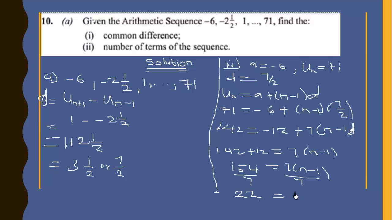 WASSCE Nov/Dec 2011 Core Mathematics paper 2 Q10