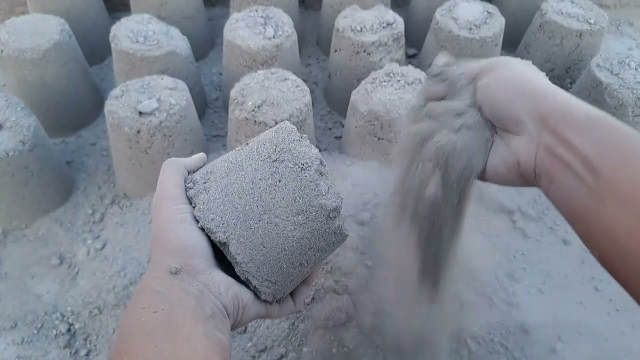 ASMR Super duper Soft&dusty Smokey Pure sand cement Cylindrical crumbling