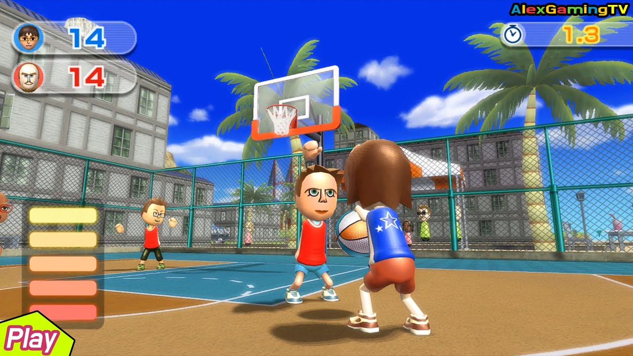 Wii Sports Resort (Wii 스포츠리조트 농구, Basketball play ) for Wii #075 (buzzer beater??)