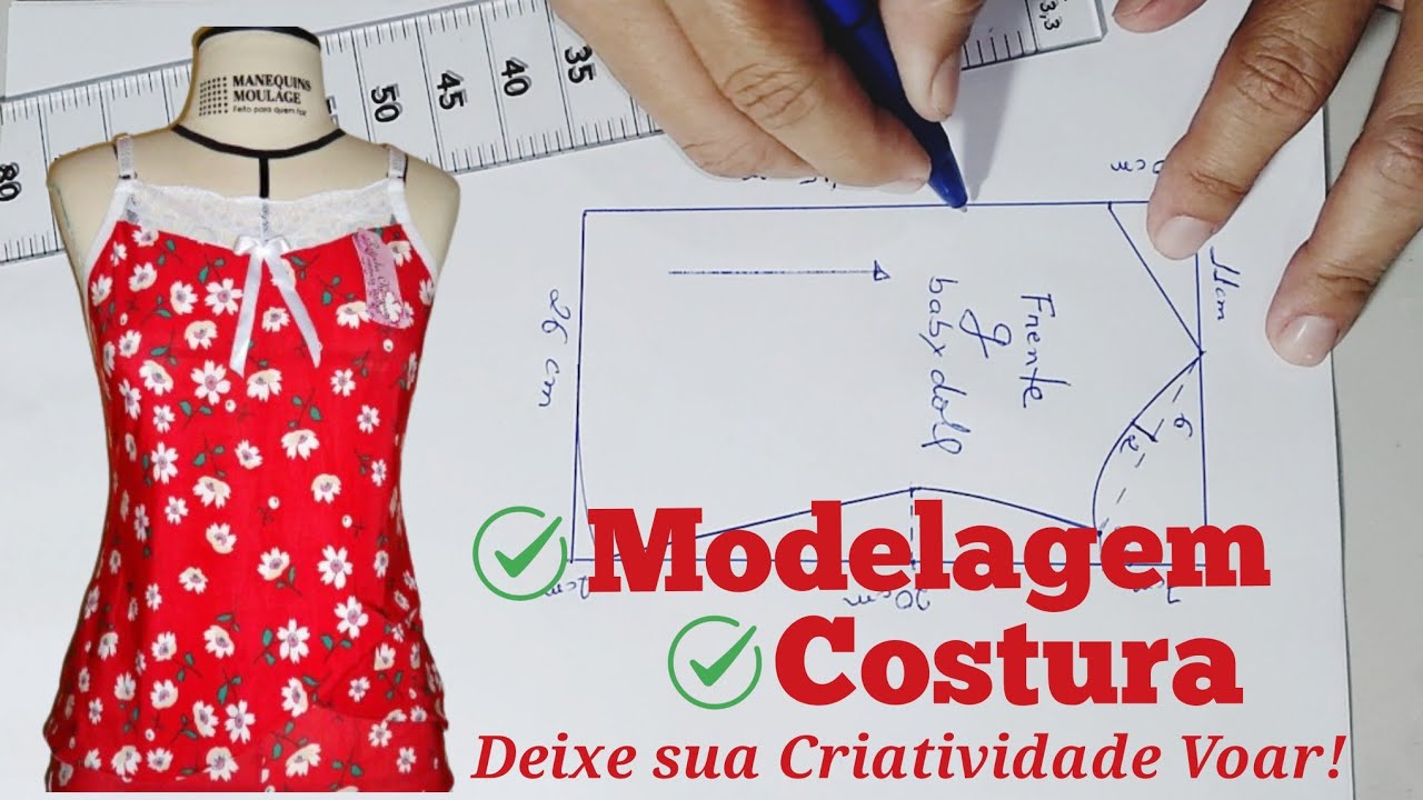 📐✏️✂️Aprenda fácil modelar e costurar - Blusa baby doll adulto #facil #costuraparainiciante #gratis