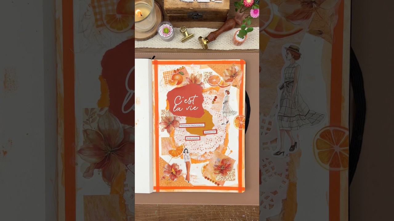 Scrapbook with me an ORANGE theme 🍊🧡 | ASMR