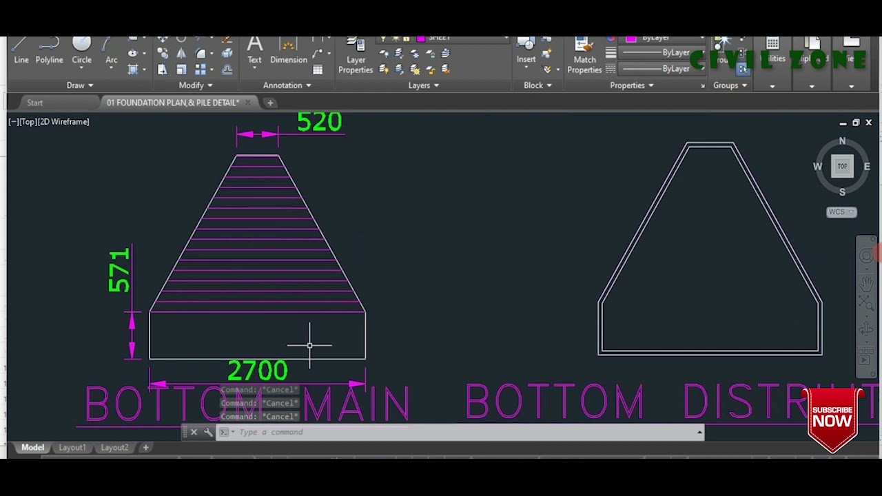 BBS Of Triangular Pile Cap In Excel & AutoCAD|| (Civil Zone) ||