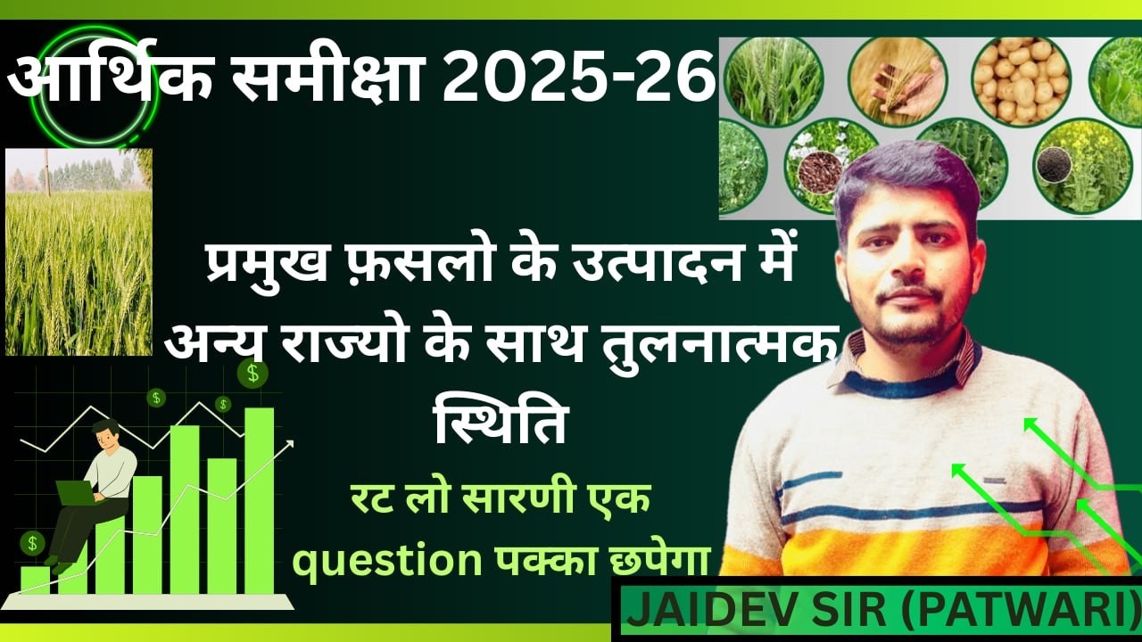 Rajasthan Economic Survey 2025-26 | फ़सलों में राजस्थान का स्थान IBY JAIDEV  SIR