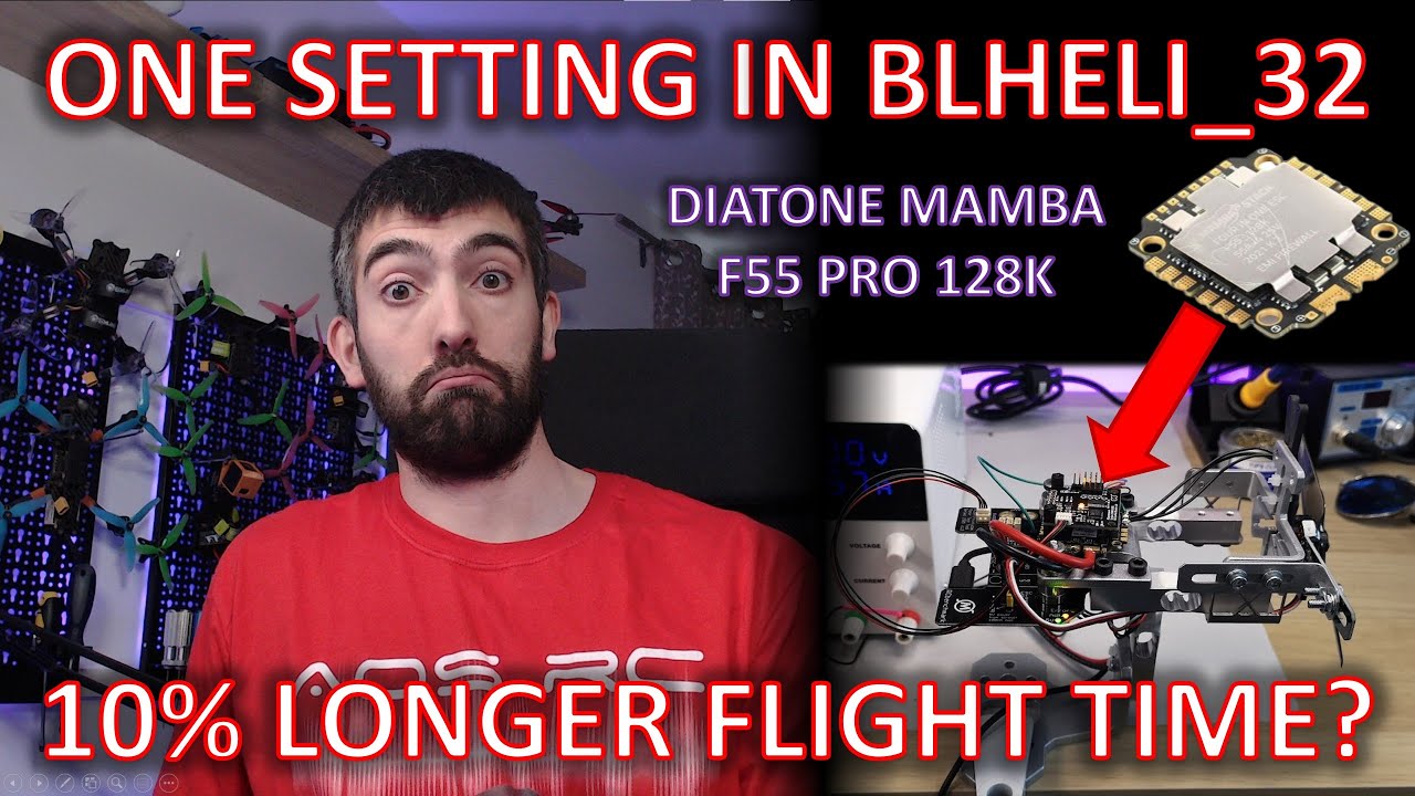 Настройки BLHeli_32 проверены! Diatone Mamba F55 Pro с частотой ШИМ 128K. Полёты на 10% дольше?!