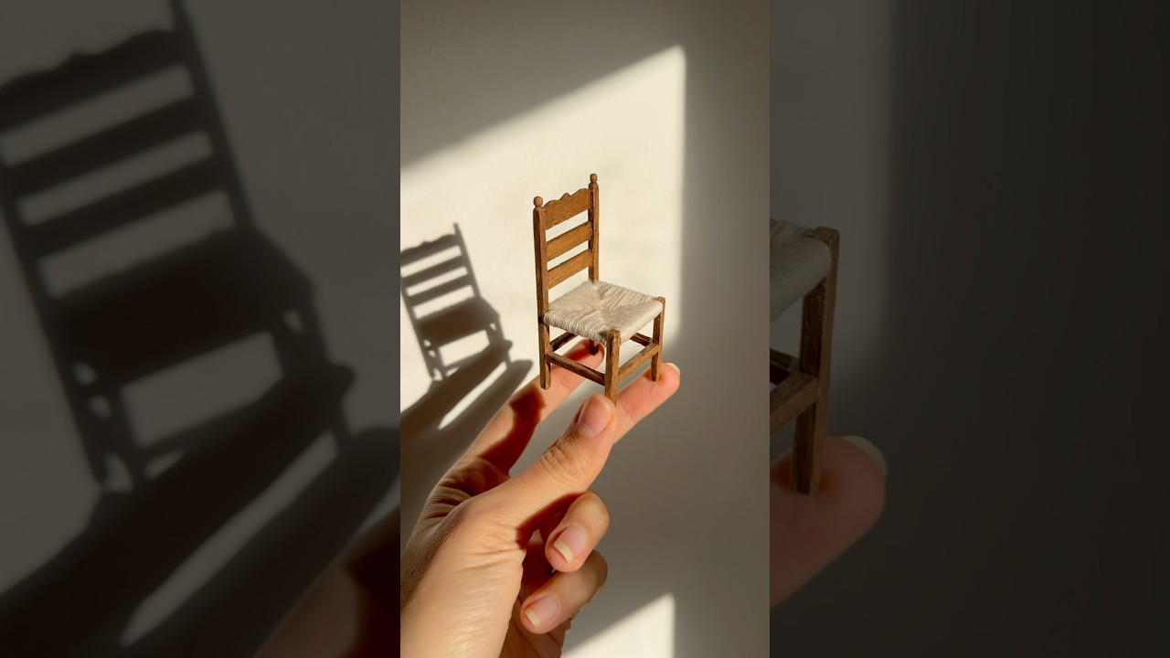 DIY Dollhouse Rush-Seat Chair with Woven Seat 😍🪑#dollhouse #dollhouseminiatures #diy #shorts