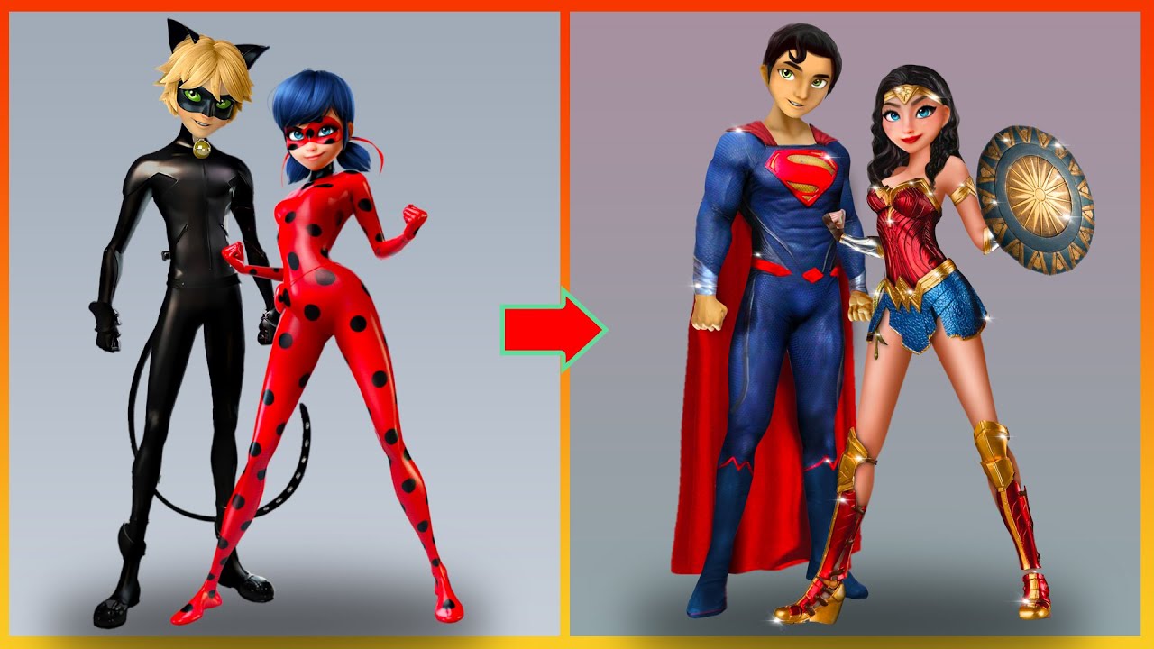 Miraculous: Ladybug And Cat Noir Glow Up Into Super Man, Wonder Women   - Miraculous Transformation