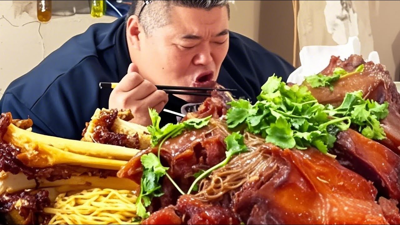 猴哥斥巨资弄条20斤大牛腿，整条红烧煮牛肉面，这大肉一口下去太过瘾了！【胖猴仔】