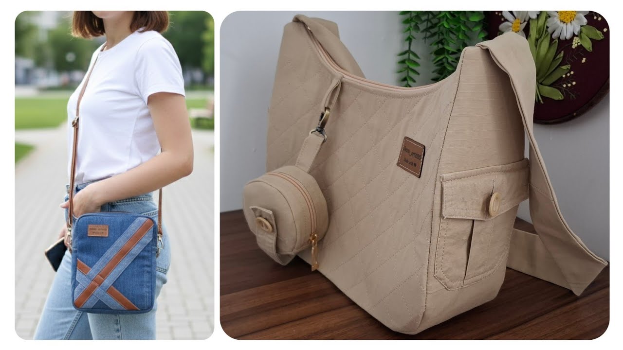 Easy way to sew 2 zipper bag from old jeans:Easy trick to sew luxury zipper bag(patchwork idea)