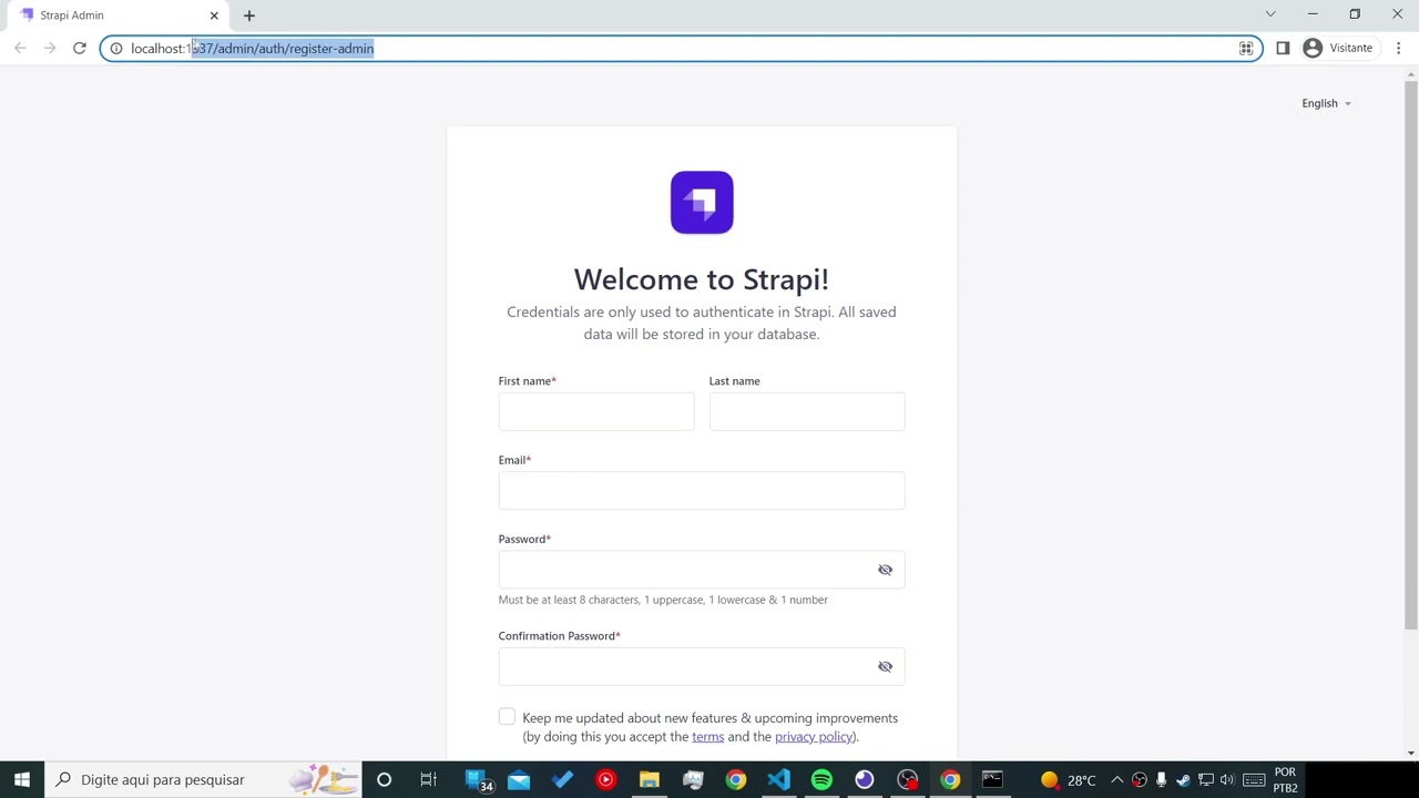 Strapi v4 - Instalação e configuração inicial