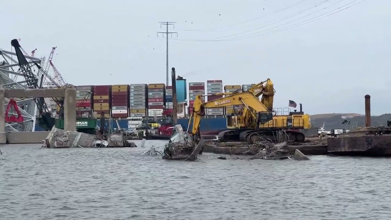 Key Bridge: Salvors work to remove bridge wreckage