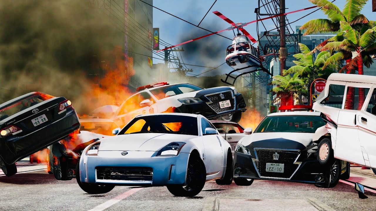 【パトカー】日本の激ヤバカーチェイス盛り合わせ！beamng driveで再現！【カーアクション】