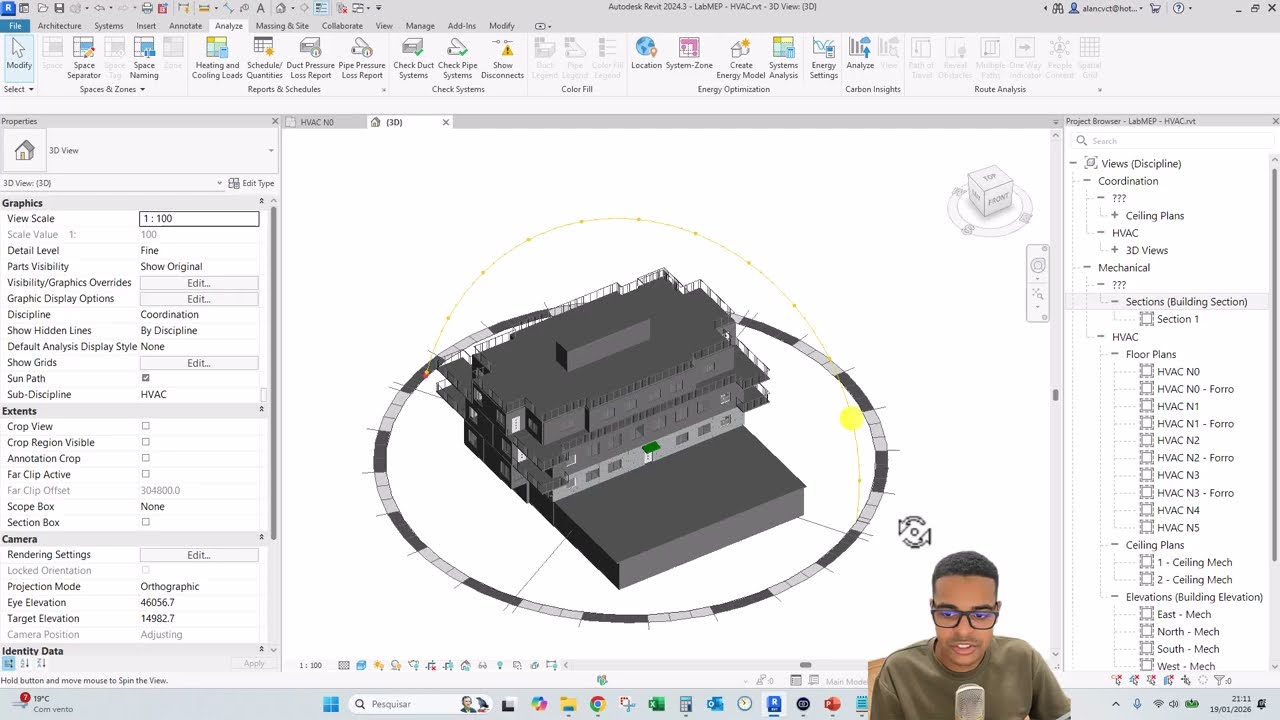 Revit - Carga Térmica - Estudo Solar e Sombreamento
