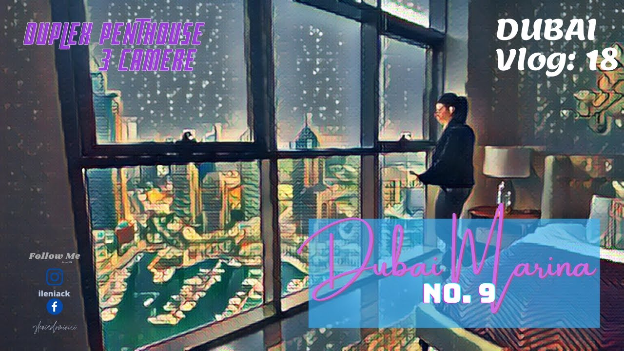 Penthouse Dubai Marina No. 9, marmo, doppio soffitto e vetrate su tutto il perimetro.