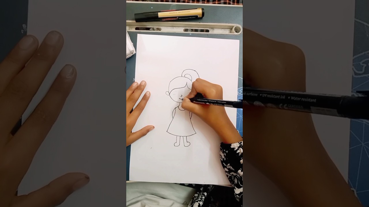 Cute baby girl drawing girl drawing easy pencil😱