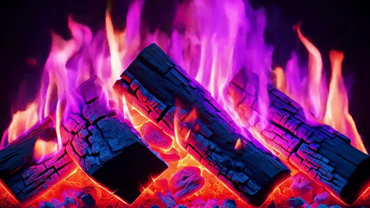 Magical Pink & Purple Fire 🔥 Hypnotic Fireplace Flames for Relaxation, Sleep & Cozy Ambience