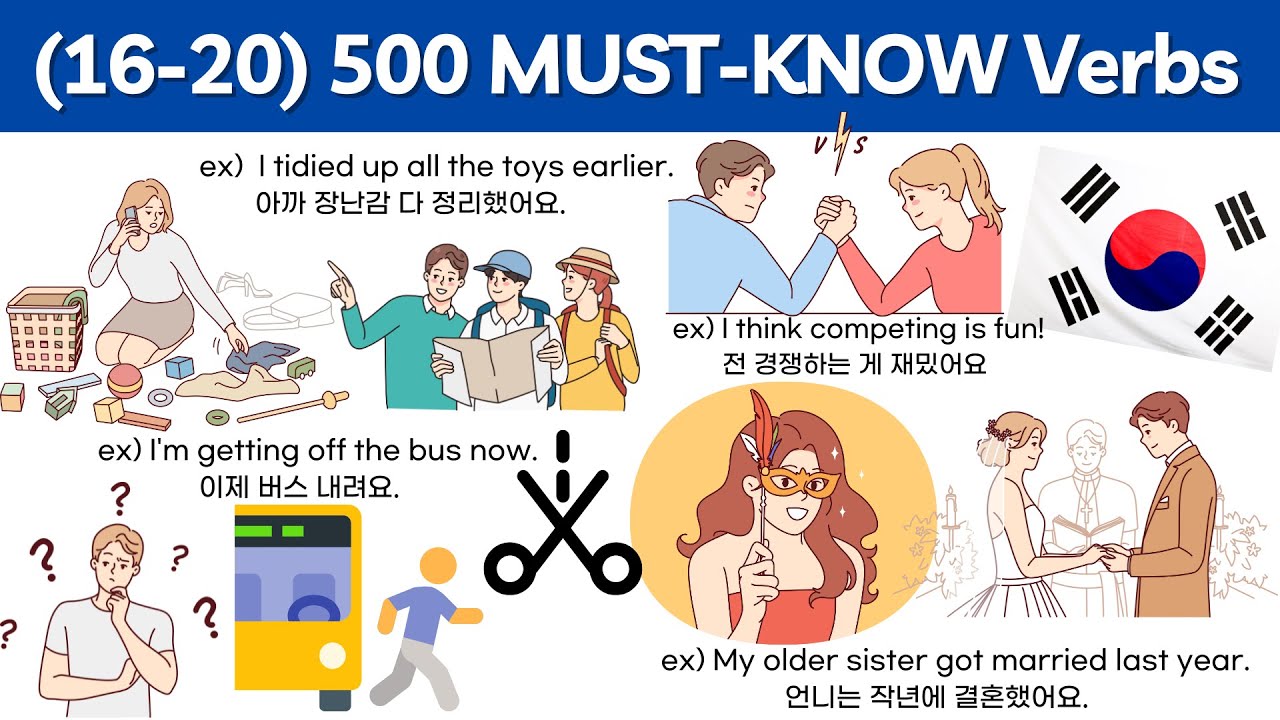Integrated 500 COMMON KOREAN VERBS 한국어 원어민들이  자주 쓰는 동사 - Haru Korean Vocabulary Verbs