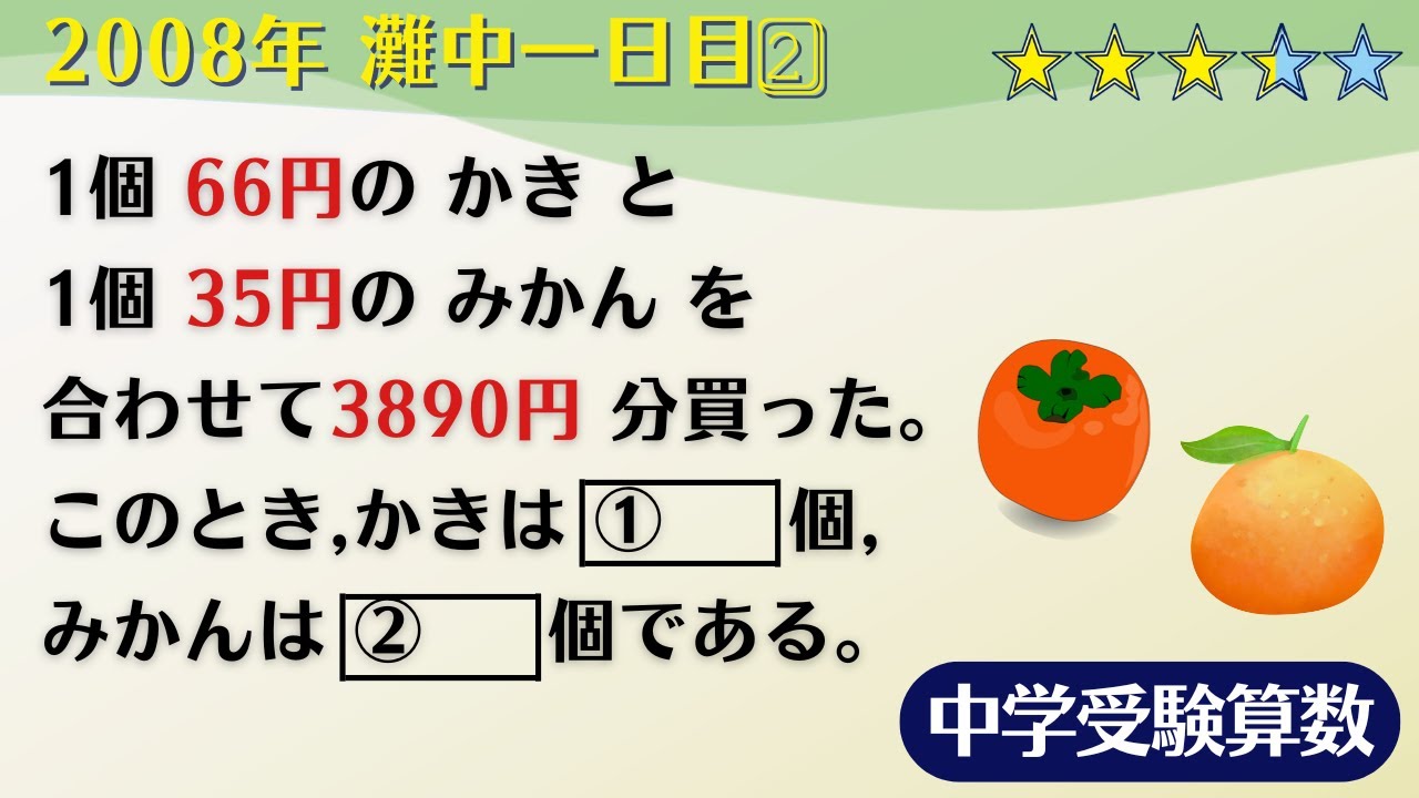 【中学受験算数】数の性質　2008年 灘中一日目2⃣　☆3.3【難関クラス/偏差値up】