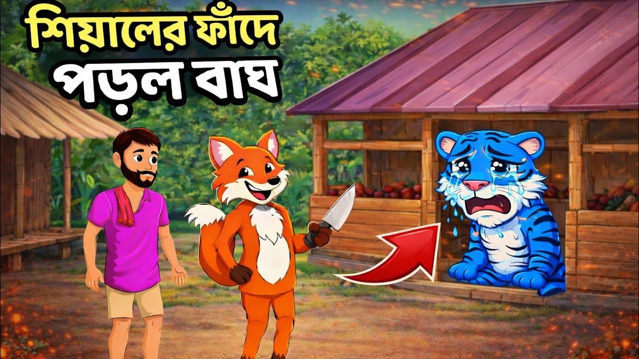 শিয়ালের ফাঁদে পড়ল বাঘ | The Clever Fox Tricked the Tiger! | Rupkothar Galpo Bangla | #cartoon #fox 