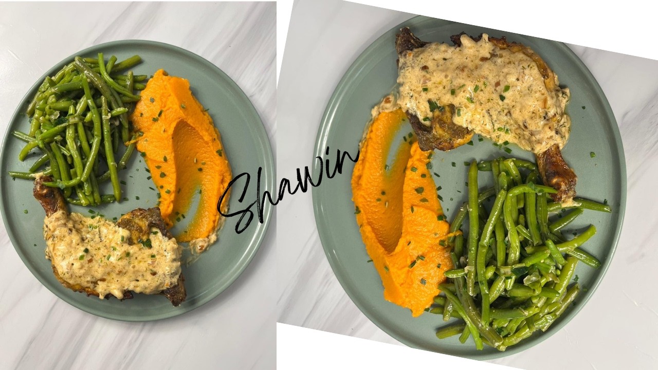 💥 Purée de patates douces accompagné d'haricots verts et poulet rôti 💥#légumes