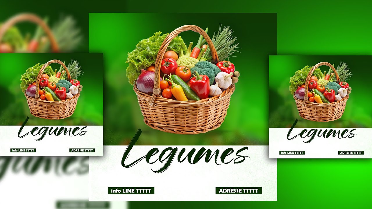 Conception affiche de l&eacute;gumes sur photoshop