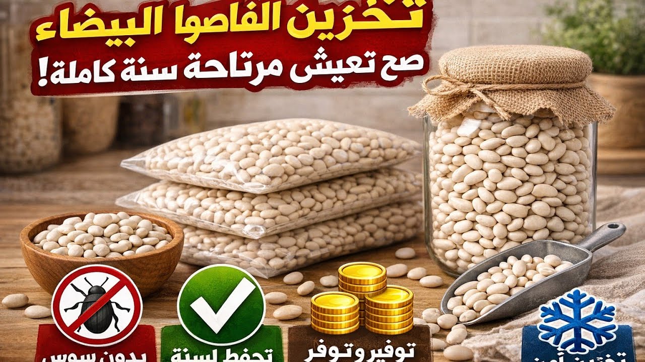 طريقة تخزين الفاصوليا  للسنه  للسنه 😍🍲