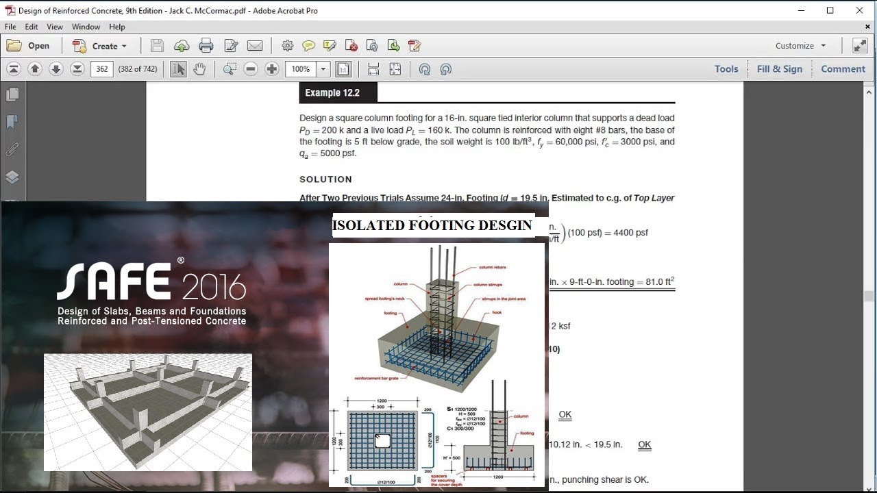 CSI SAFE - 16 Isolated Footing Design with verification
