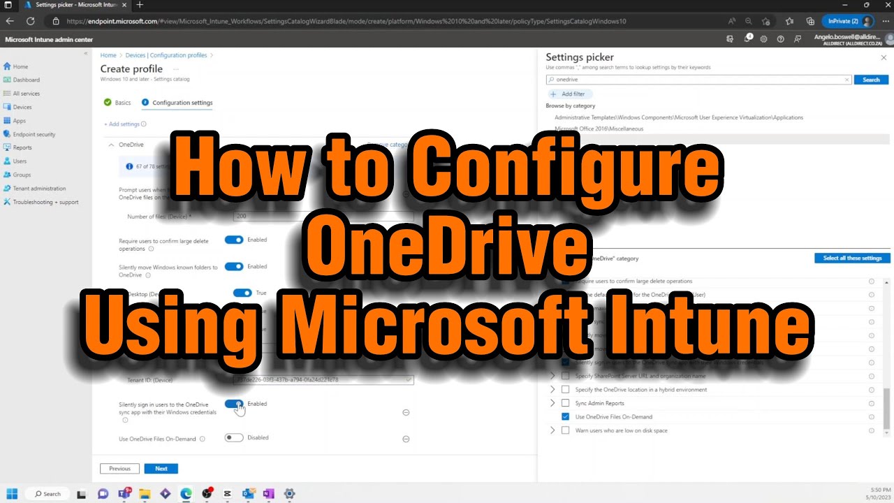 How to configure OneDrive using Microsoft Intune
