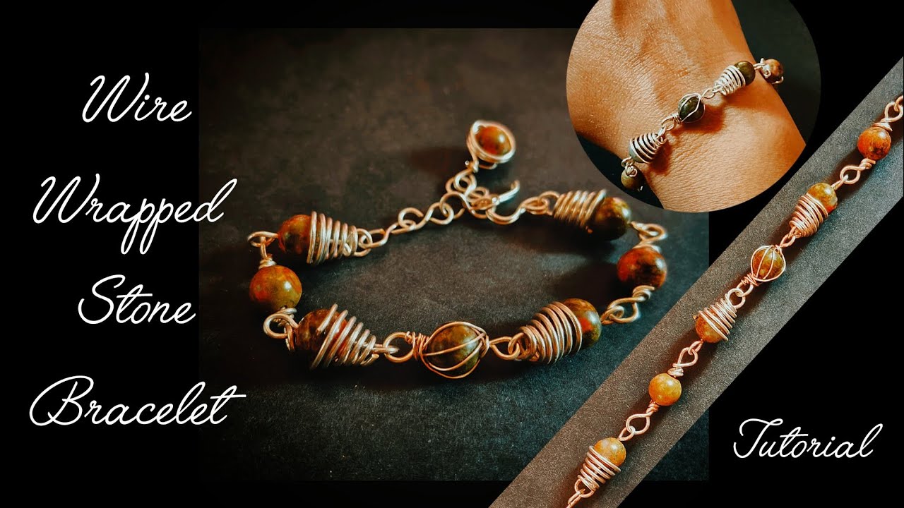 Wire wrapped stone bracelet making in an easy way #diy #handmadewirewrapping#bracelet#making 