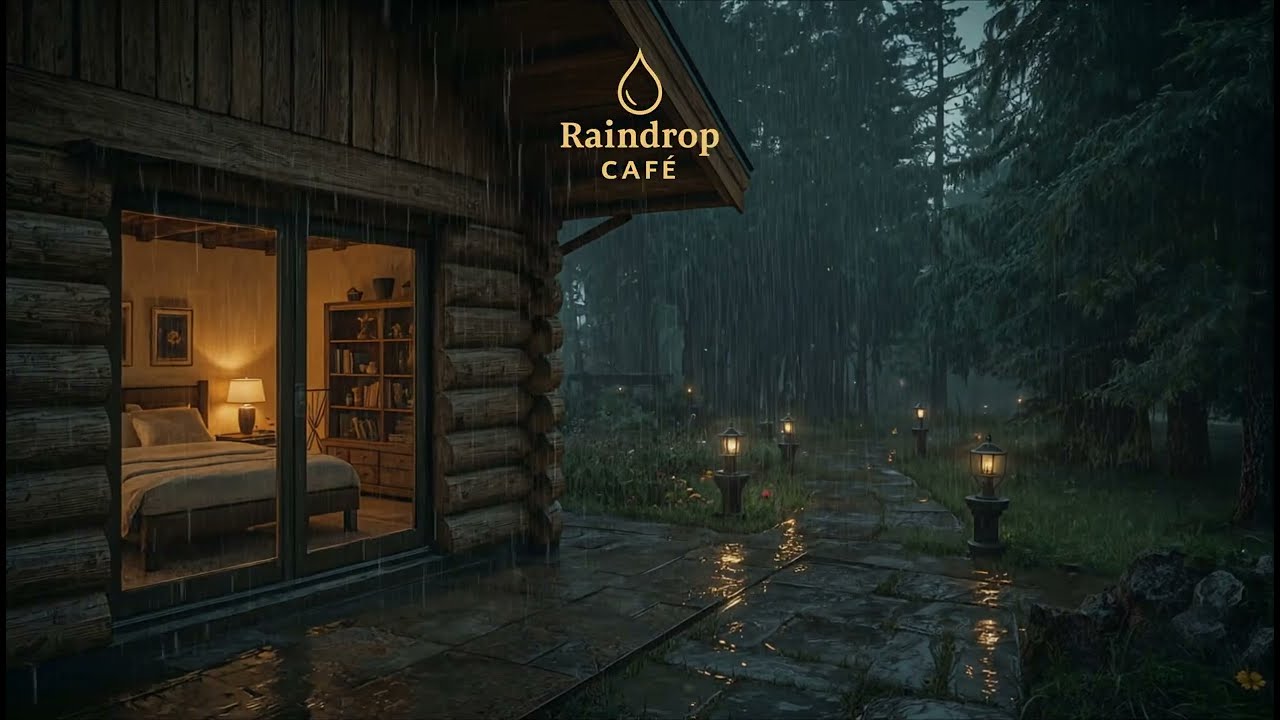 Soft Rain at Night — Cozy Forest Cabin with Stone Path 🌲 Gentle Rain Sounds for Sleep | No Thunder