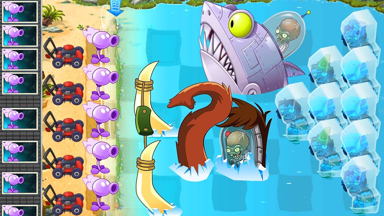 Plants vs Zombies 2 FROSTBITE CAVES ZOMBOSS vs BIG WAVE BEACH ZOMBOSS
