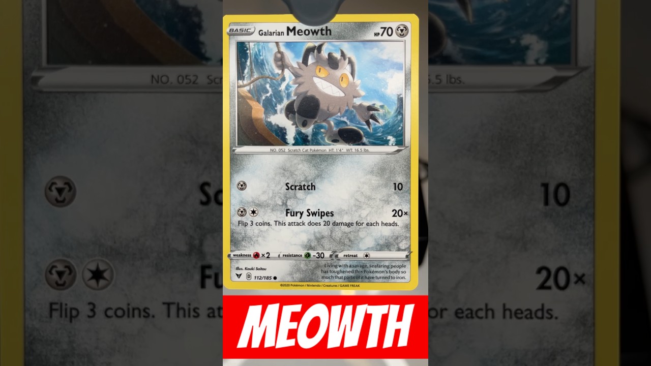 Galarian Meowth gets the shred. #pokemon #shorts #viral #shredded #shredding #tcg