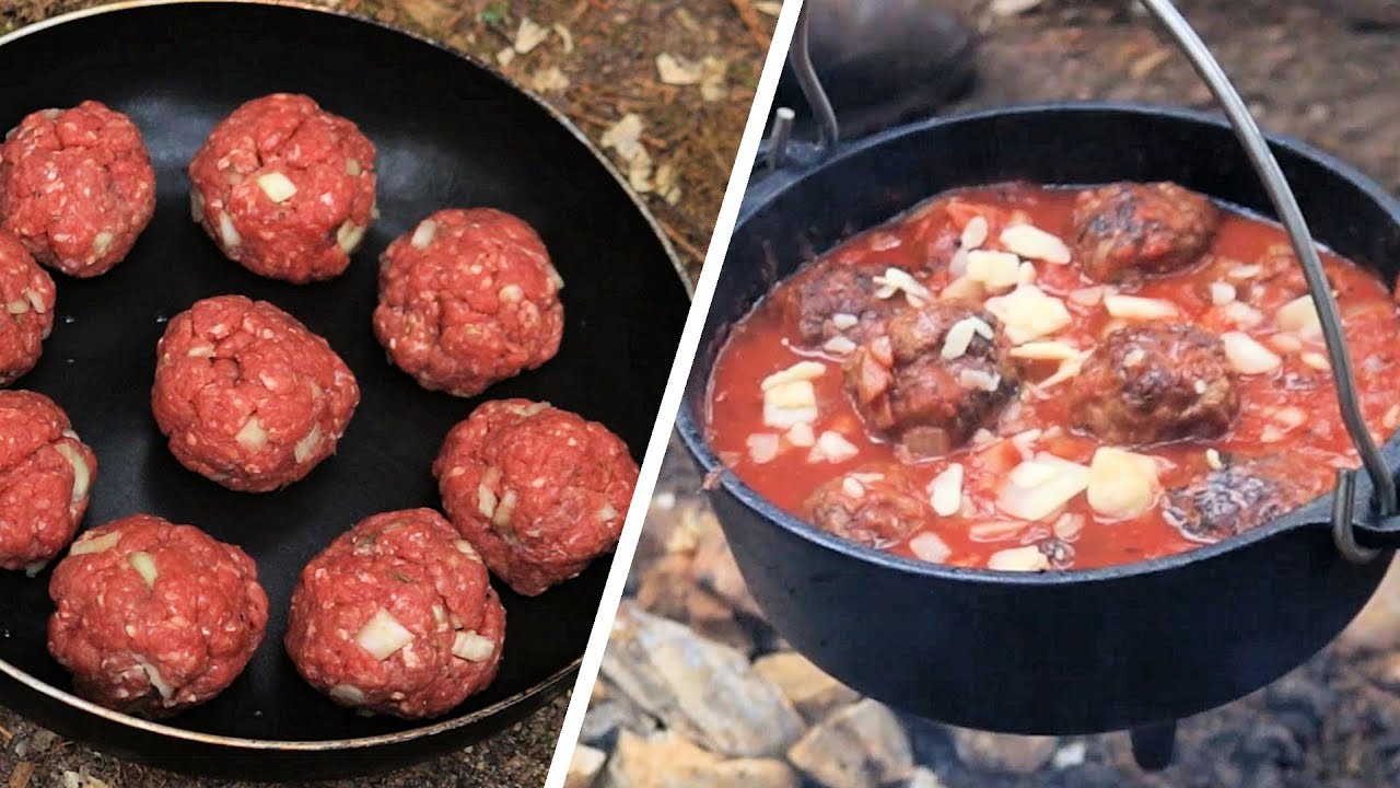 Delicious Meatballs in Tomato & Onion Sauce | Dutch Oven Cooking