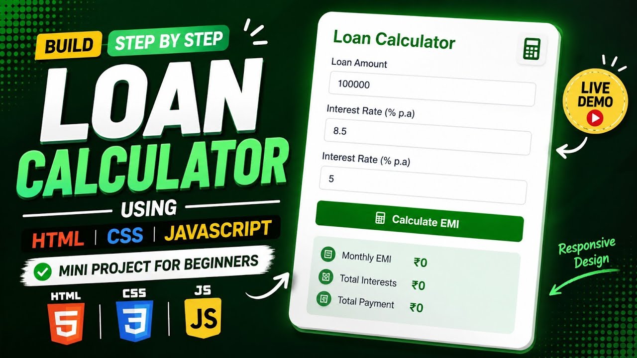 How to Create a Loan EMI Calculator with HTML CSS & JavaScript