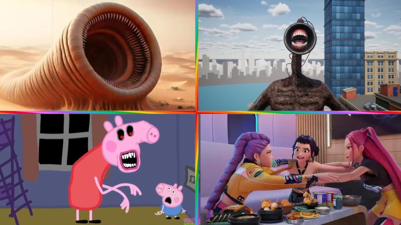 Cartoon Worm🆚  Siren Head🆚 Peppa Pig.ExE  🆚  Kpop demon hunter 🎶 Tiles Hop EDM Rush