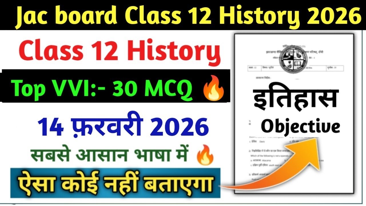 Class 12 History Top - 30 MCQ  | Class 12 History VVI Question Exam 2026 February 14
