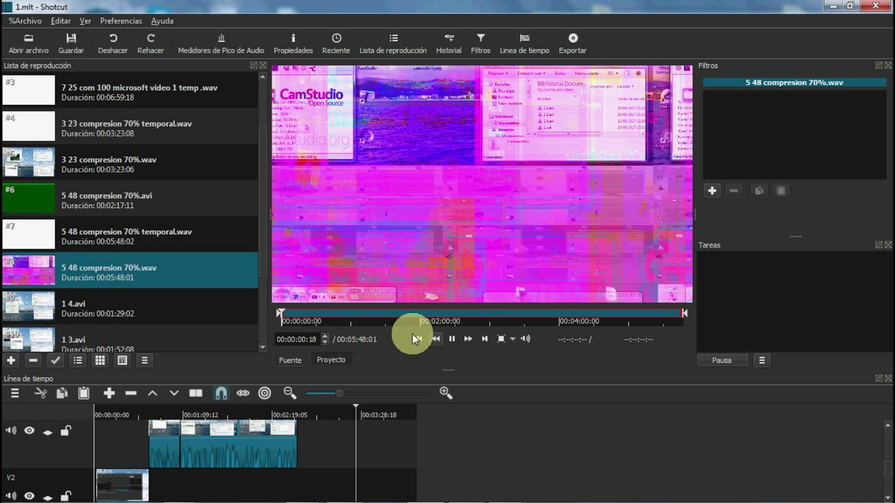 Shotcut Español 4 # Línea del tiempo + CamStudio