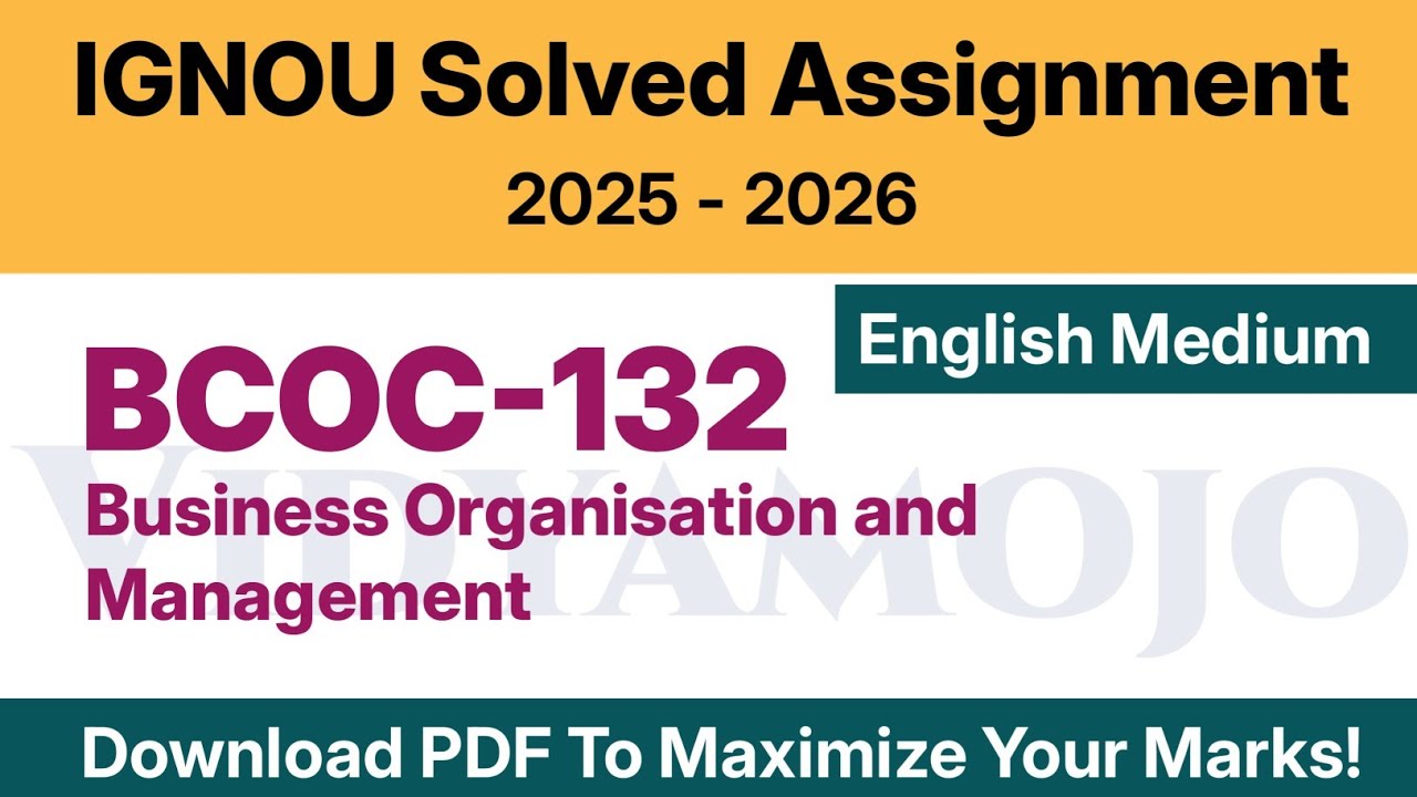 IGNOU BCOC 132 Solved Assignment 2025-26 English Medium PDF Download