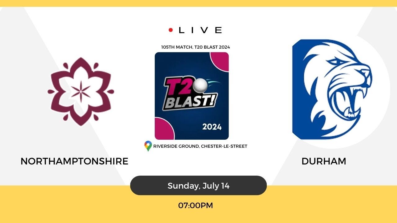 Northamptonshire vs Durham 105th Match, T20 Blast 2024 Live Score&Commentary DUR vs NOR