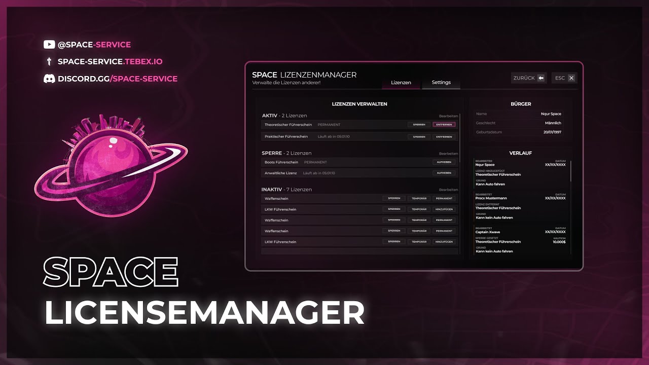 Licensemanager | by Space-Service! [ESX][FIVEM]