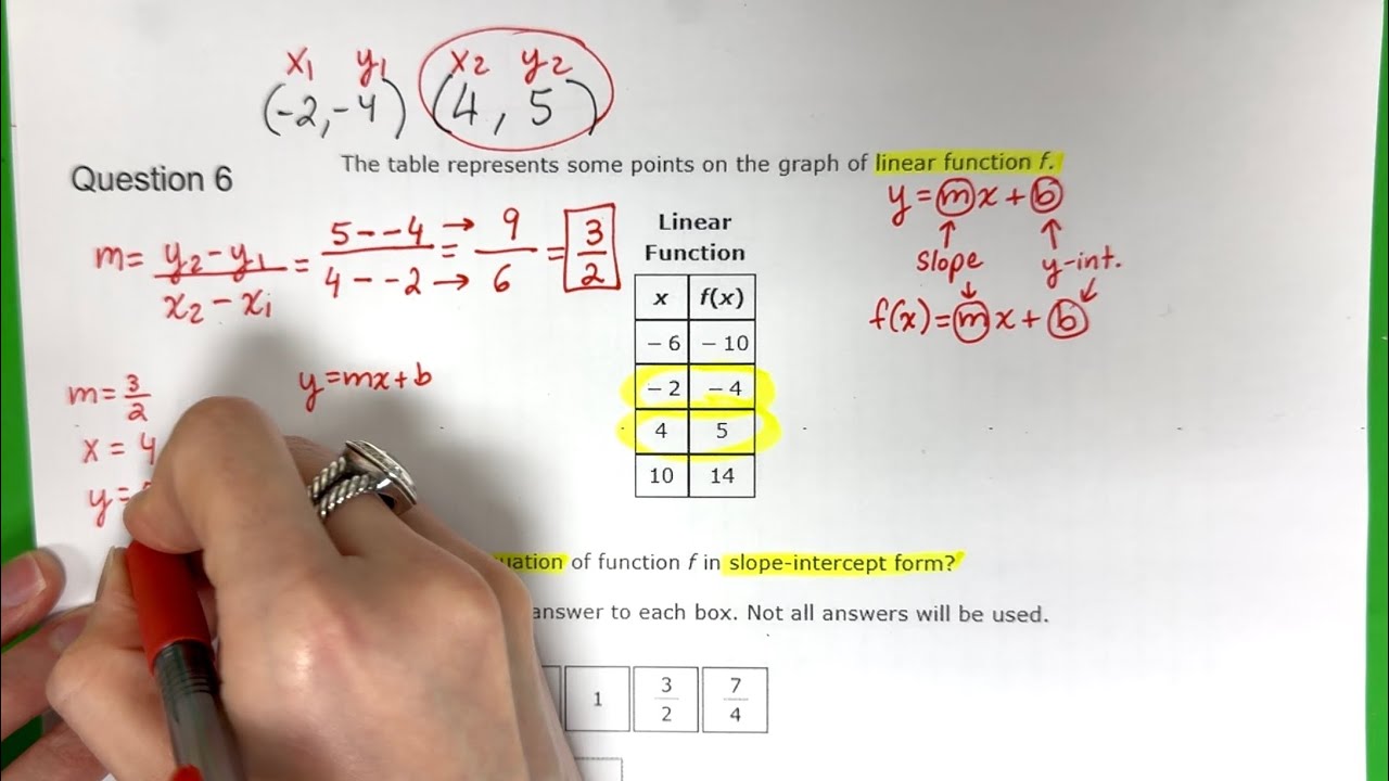 🤙🤩 Creating an Equation in Slope-Intercept Form from a Table // Algebra I STAAR 2025 // 6