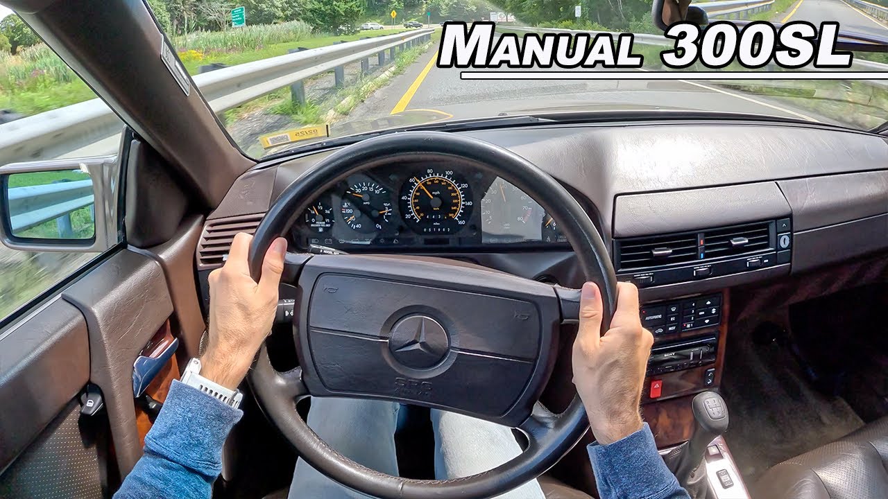 Rare Manual 1991 Mercedes Benz 300SL - Driving the Dog Leg 5 Speed R129 (POV Binaural Audio)