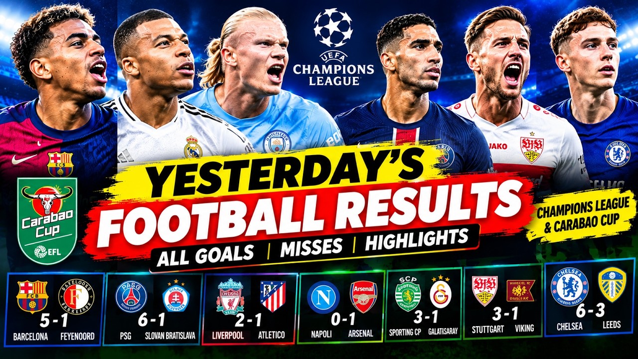 Yesterday&rsquo;s Football Results  Barcelona 5 1, PSG 6 1, Chelsea 6 3  All Goals & Highlights