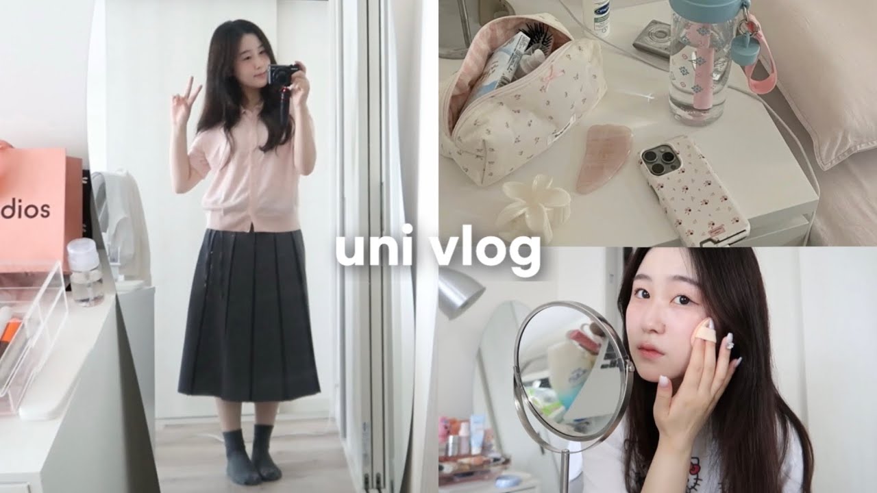 uni vlog : 韓国人大学生の3日間 | 寝坊して単位落とした！GRWM🧴+study with me📓 | 就活前最後のネイル💅テスト、課題