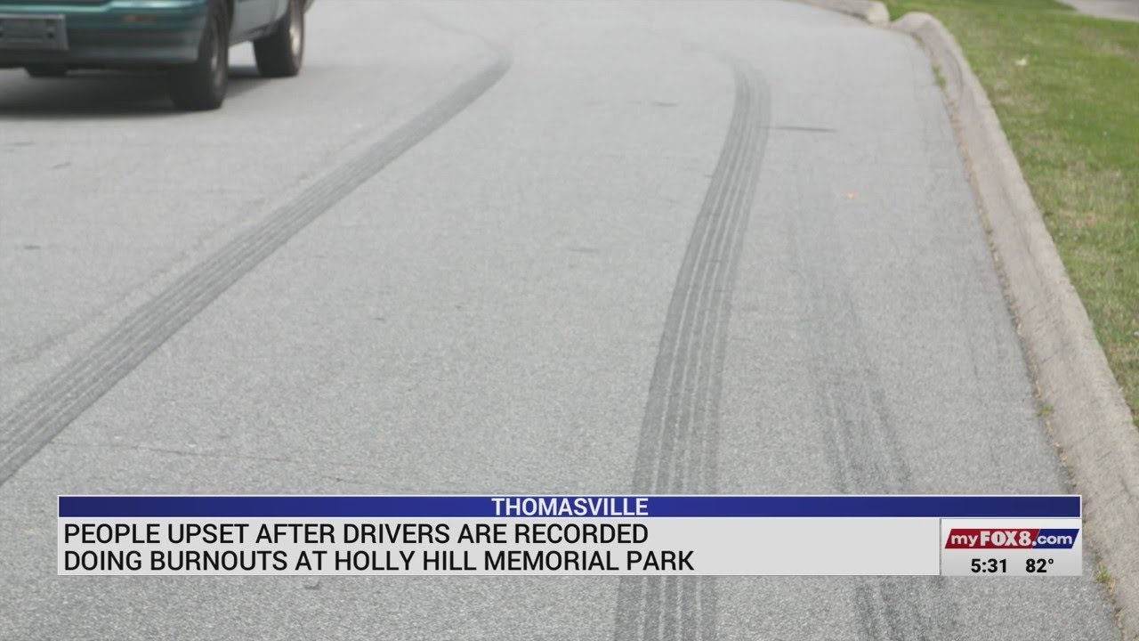 Thomasville residents upset after drivers recorded doing burnouts at Holly Hill Memorial Park