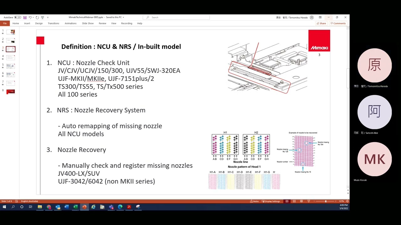 Mimaki Technical Weekly knowledge Webinar 090522 - Nozzle Check Unit & Nozzle Recovery System